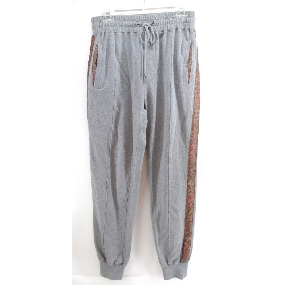 Etro Paisley stripe jogging trousers sweatpants Medium Gray ($496)